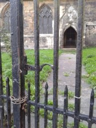 Locked gate to church