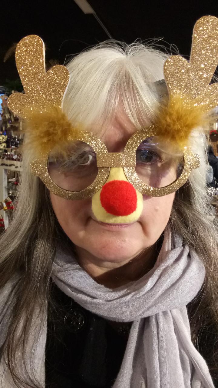 Janet Wilson in disguise as a reindeer!