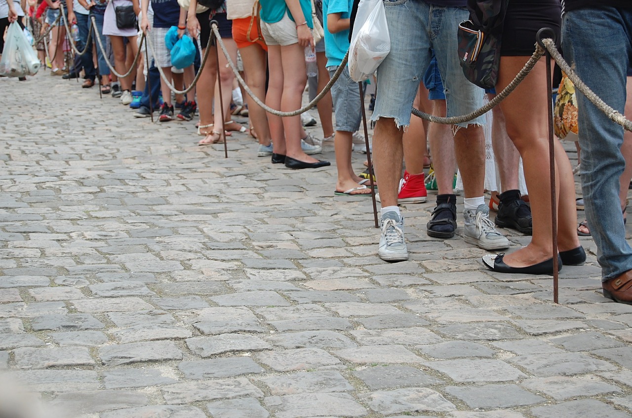 People standing in a queue