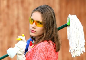 girl with mop