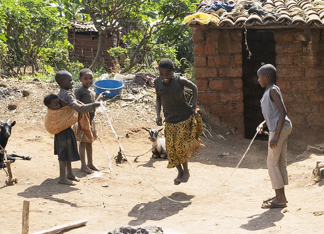 African children skipping